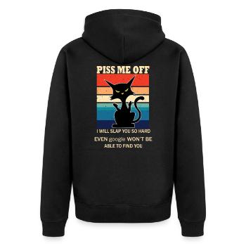 Piss mich ab, ich werde dich so hart schlagen - Unisex Premium Bio Zip Hoodie - Schwarz - Hinten - Nico (187cm)
