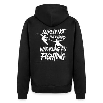 Kung Fu - sicherlich war nicht jeder Kung Fu Kampf - Unisex Premium Bio Zip Hoodie - Schwarz - Hinten - Nico (187cm)