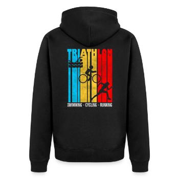 triathlon, triathlon, triathlon humor - Unisex Premium Organic Zip Hoodie - black - Back - Nico (187cm)