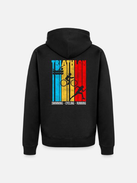 triathlon, triathlon, humour triathlon - Veste à capuche bio Premium Unisexe - noir