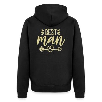 Trauzeuge Junggesellenabschied Trauzeuge Traugeschenke - Unisex Premium Bio Zip Hoodie - Schwarz - Hinten - Nico (187cm)