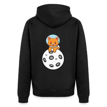 Space Cat - Unisex Premium Organic Zip Hoodie - black - Back - Nico (187cm)