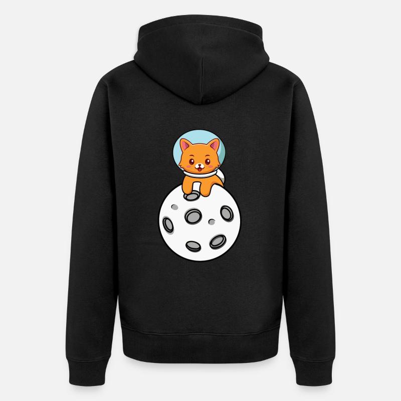 Chat de l’espace - Veste à capuche bio Premium Unisexe - noir