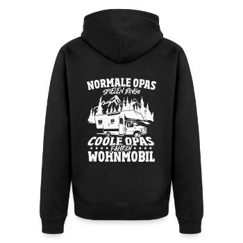 Normale Opa Spielen Bingo Wohnmobil Camping Camper - Unisex Premium Bio Zip Hoodie - Schwarz - Hinten - Nico (187cm)