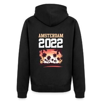 Amsterdam 2022 - Unisex Premium Organic Zip Hoodie - black - Back - Nico (187cm)
