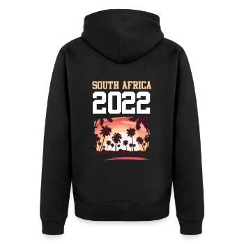South Africa 2022 - Unisex Premium Bio Zip Hoodie - Schwarz - Hinten - Nico (187cm)