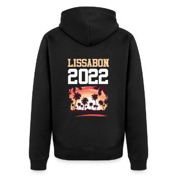 Lissabon 2022 - Unisex Premium Bio Zip Hoodie - Schwarz - Hinten - Nico (187cm)