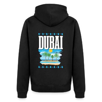 Dubai - Unisex Premium Bio Zip Hoodie - Schwarz - Hinten - Nico (187cm)