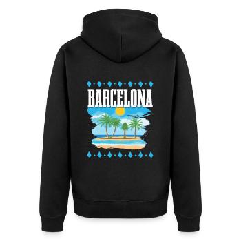 Barcelona - Unisex Premium Organic Zip Hoodie - black - Back - Nico (187cm)
