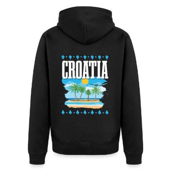 Croatia - Unisex Premium Bio Zip Hoodie - Schwarz - Hinten - Nico (187cm)