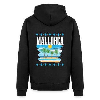 Mallorca - Unisex Premium Bio Zip Hoodie - Schwarz - Hinten - Nico (187cm)