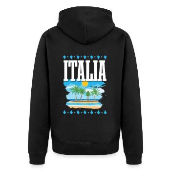 Italia - Unisex Premium Organic Zip Hoodie - black - Back - Nico (187cm)
