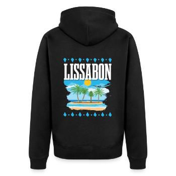 Lissabon - Unisex Premium Bio Zip Hoodie - Schwarz - Hinten - Nico (187cm)