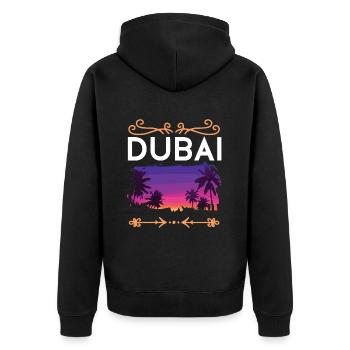 Dubai - Unisex Premium Bio Zip Hoodie - Schwarz - Hinten - Nico (187cm)