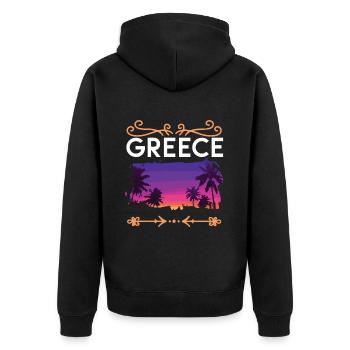 Greece - Unisex Premium Bio Zip Hoodie - Schwarz - Hinten - Nico (187cm)