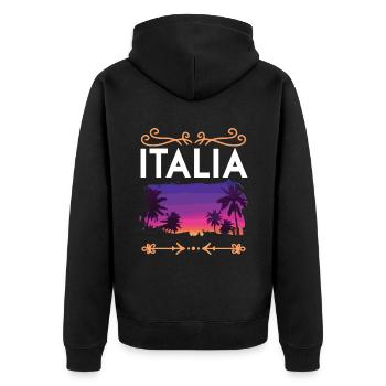 Italia - Unisex Premium Organic Zip Hoodie - black - Back - Nico (187cm)