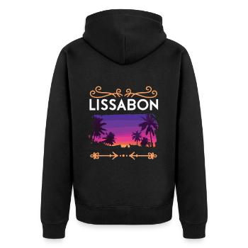 Lissabon - Unisex Premium Bio Zip Hoodie - Schwarz - Hinten - Nico (187cm)
