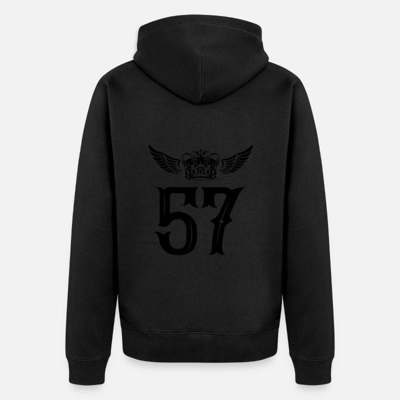 57 Couronne de numéro - Veste à capuche bio Premium Unisexe - noir