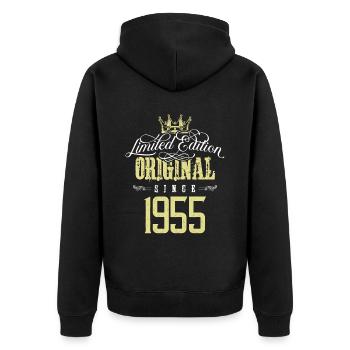 1955 limited edition - Unisex Premium Bio Zip Hoodie - Schwarz - Hinten - Nico (187cm)