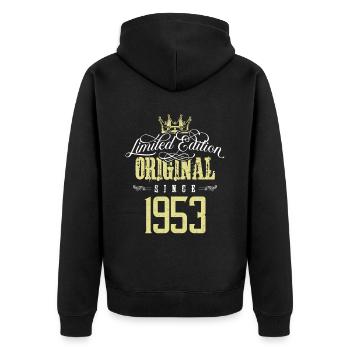 1953 limited edition - Unisex Premium Bio Zip Hoodie - Schwarz - Hinten - Nico (187cm)