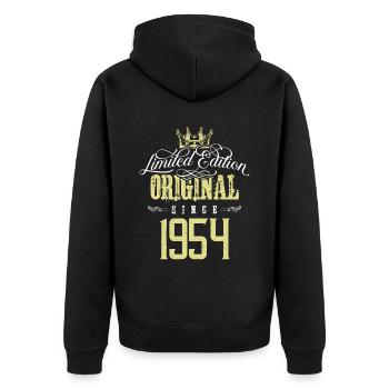1954 limited edition - Unisex Premium Organic Zip Hoodie - black - Back - Nico (187cm)