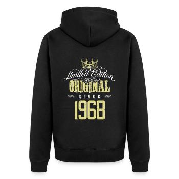 1968 limited edition - Unisex Premium Bio Zip Hoodie - Schwarz - Hinten - Nico (187cm)