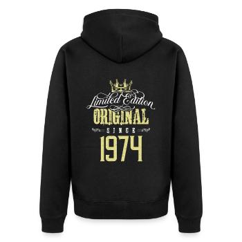 Édition limitée 1974 - Veste à capuche bio Premium Unisexe - noir - Dos - Nico (187cm)
