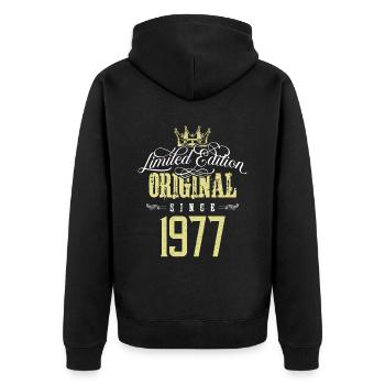 Édition limitée 1977 - Veste à capuche bio Premium Unisexe - noir - Dos - Nico (187cm)