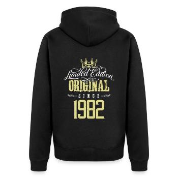 1982 limited edition - Unisex Premium Organic Zip Hoodie - black - Back - Nico (187cm)