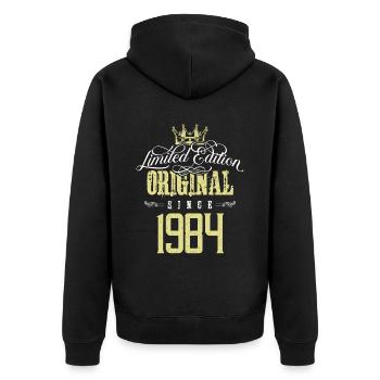 Édition limitée 1984 - Veste à capuche bio Premium Unisexe - noir - Dos - Nico (187cm)
