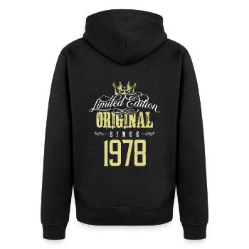 1978 limited edition - Unisex Premium Organic Zip Hoodie - black - Back - Nico (187cm)