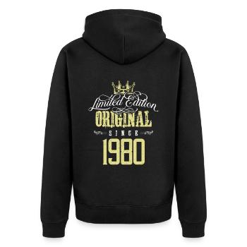 Édition limitée 1980 - Veste à capuche bio Premium Unisexe - noir - Dos - Nico (187cm)