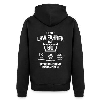 60. Geburtstag LKW Fahrer Lustig 60 Jahre - Unisex Premium Bio Zip Hoodie - Schwarz - Hinten - Nico (187cm)