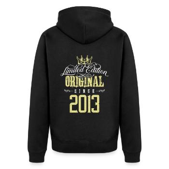2013 limited edition - Unisex Premium Bio Zip Hoodie - Schwarz - Hinten - Nico (187cm)