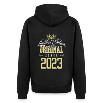 Édition limitée 2023 - Veste à capuche bio Premium Unisexe - noir - Dos - Nico (187cm)
