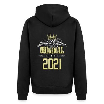 2021 limited edition - Unisex Premium Bio Zip Hoodie - Schwarz - Hinten - Nico (187cm)