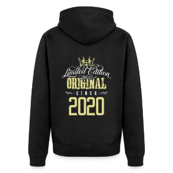 2020 limited edition - Unisex Premium Organic Zip Hoodie - black - Back - Nico (187cm)