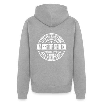 Baggerfahrer Seltenheit Lustig Baggerführer - Unisex Premium Bio Zip Hoodie - Grau meliert - Hinten - Nico (187cm)