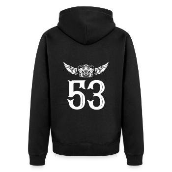 53 Number crown - Unisex Premium Organic Zip Hoodie - black - Back - Nico (187cm)