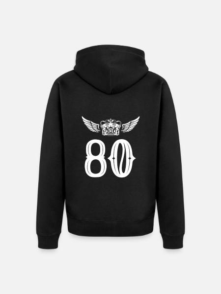 80 Number crown - Unisex Premium Organic Zip Hoodie - black