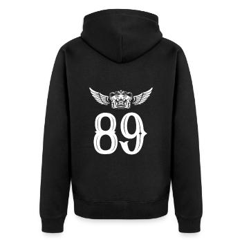 89 Number crown - Unisex Premium Organic Zip Hoodie - black - Back - Nico (187cm)