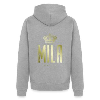 Mila - Veste à capuche bio Premium Unisexe - gris chiné - Dos - Nico (187cm)