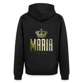 Maria - Unisex Premium Bio Zip Hoodie - Schwarz - Hinten - Nico (187cm)