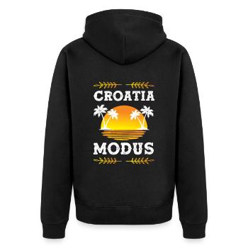 Croatia Modus - Unisex Premium Bio Zip Hoodie - Schwarz - Hinten - Nico (187cm)