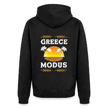 Greece Modus - Unisex Premium Bio Zip Hoodie - Schwarz - Hinten - Nico (187cm)