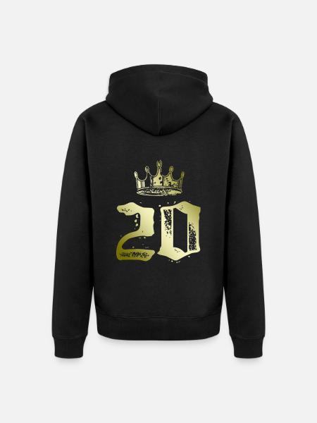 20 number crown - Unisex Premium Organic Zip Hoodie - black