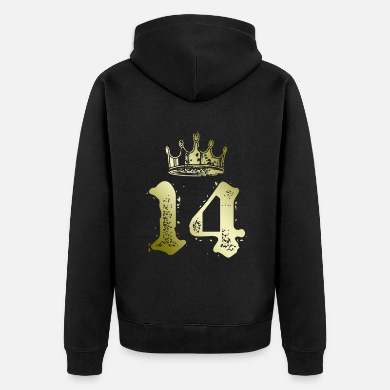 14 Couronne de numéros - Veste à capuche bio Premium Unisexe - noir