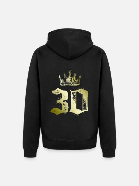 30 Zahl Krone - Unisex Premium Bio Zip Hoodie - Schwarz