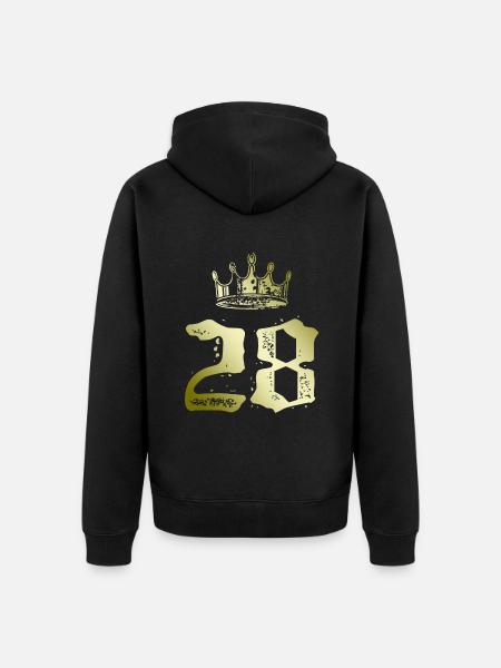 28 Zahl Krone - Unisex Premium Bio Zip Hoodie - Schwarz