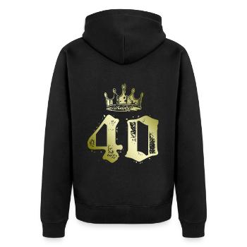 40 Zahl Krone - Unisex Premium Bio Zip Hoodie - Schwarz - Hinten - Nico (187cm)